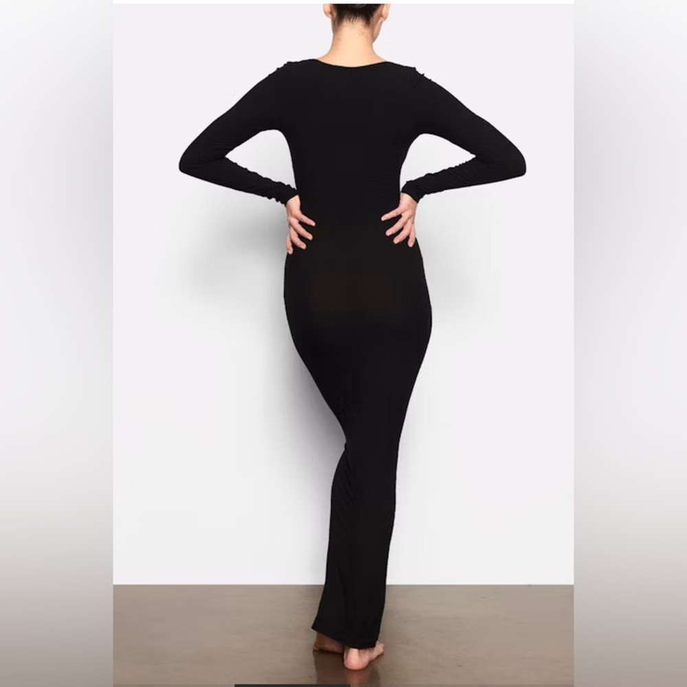 NWT Skims Soft Lounge Long Sleeve Dress Black Size S - Picture 2 of 7